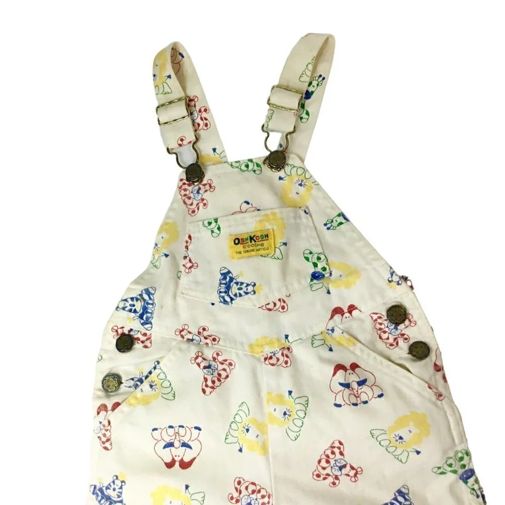 Vintage Oshkosh B'Gosh Vestbak Bib Overalls 18 months USA Cotton Zebra Lion Bibs